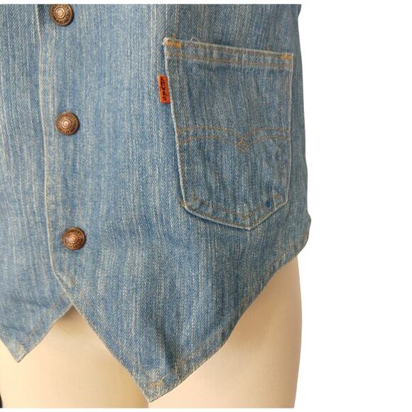 Vintage Levi's Orange Tab Denim Vest Size M Jean Pocket Snap Front 70s USA Made - Picture 5 of 9